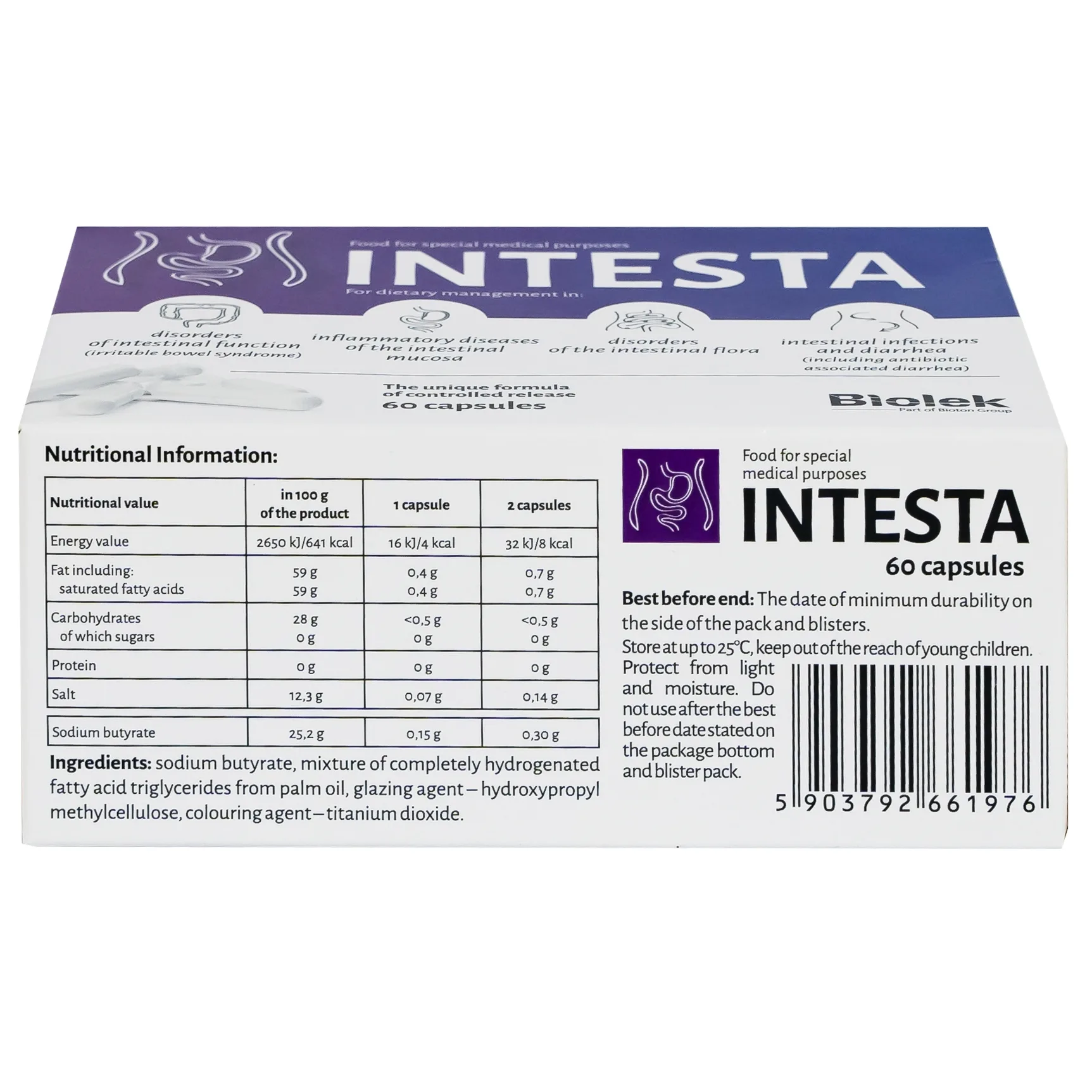 Hình ảnh Viên uống Intesta Biolek 35.7g hỗ trợ điều trị viêm đại tràng (4 vỉ x 15 viên)