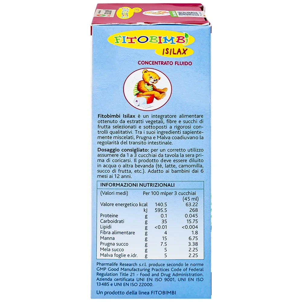 Hình ảnh Siro Fitobimbi Isilax Concentrato Fluido Pharmalife nhuận tràng, hỗ trợ giảm táo bón cho trẻ (200ml)