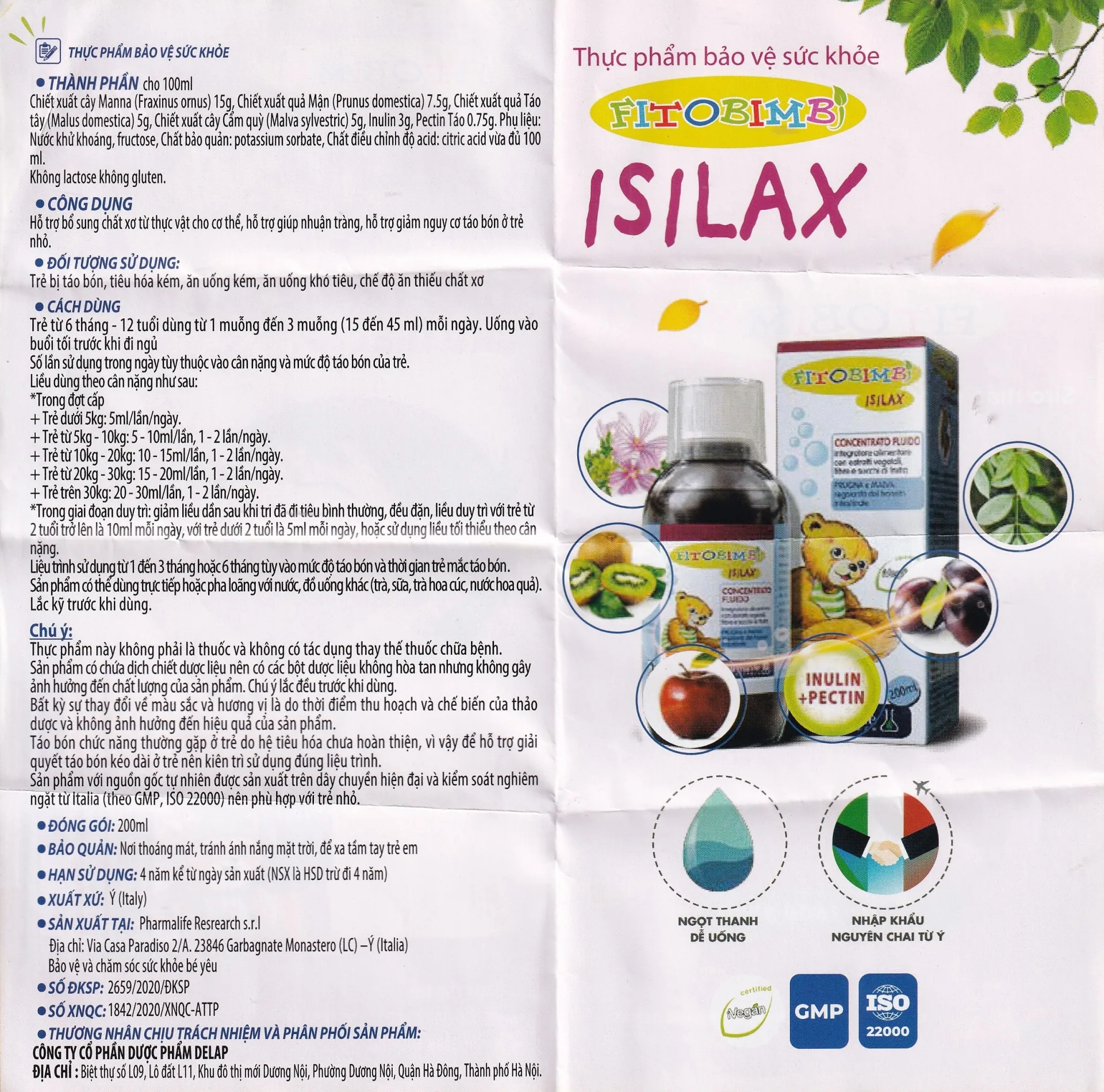 Hình ảnh Siro Fitobimbi Isilax Concentrato Fluido Pharmalife nhuận tràng, hỗ trợ giảm táo bón cho trẻ (200ml)