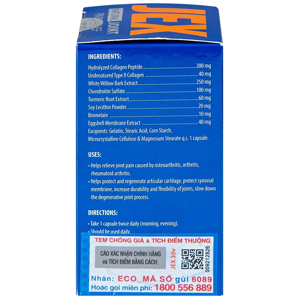 Hình ảnh Viên uống Jex Natural Ecogreen hỗ trợ giảm đau trong thoái hoá khớp, viêm khớp (30 viên)