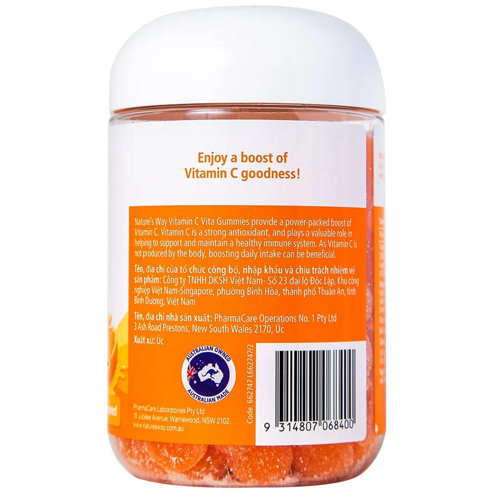 Hình ảnh Kẹo dẻo Vitamin C Vita Gummies Nature's Way vị cam hỗ trợ và duy trì hệ miễn dịch khỏe mạnh (120 viên) 