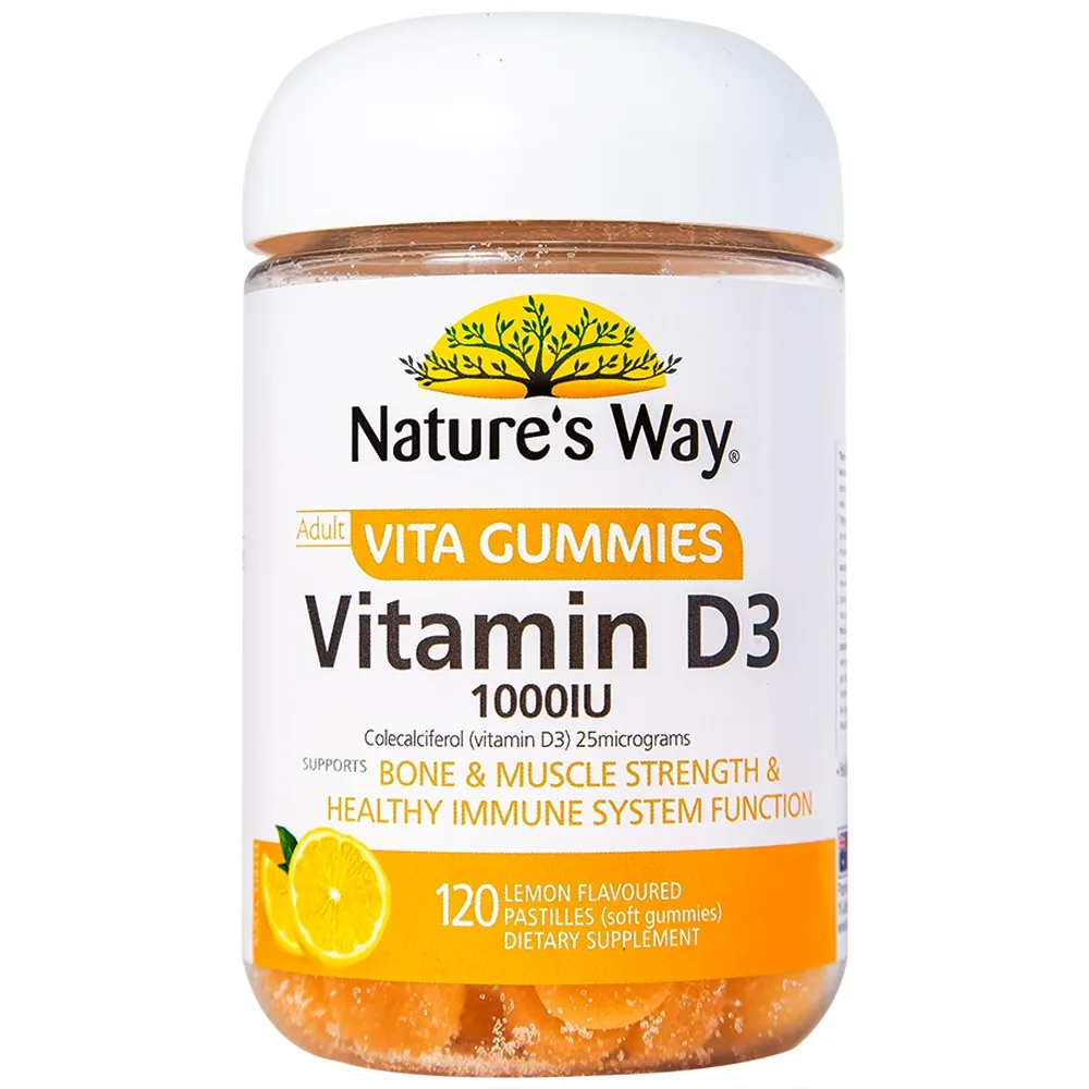 Hình ảnh Viên nhai Vita Gummies Vitamin D3 1000IU Nature's Way hỗ trợ giúp hấp thu canxi (120 viên)