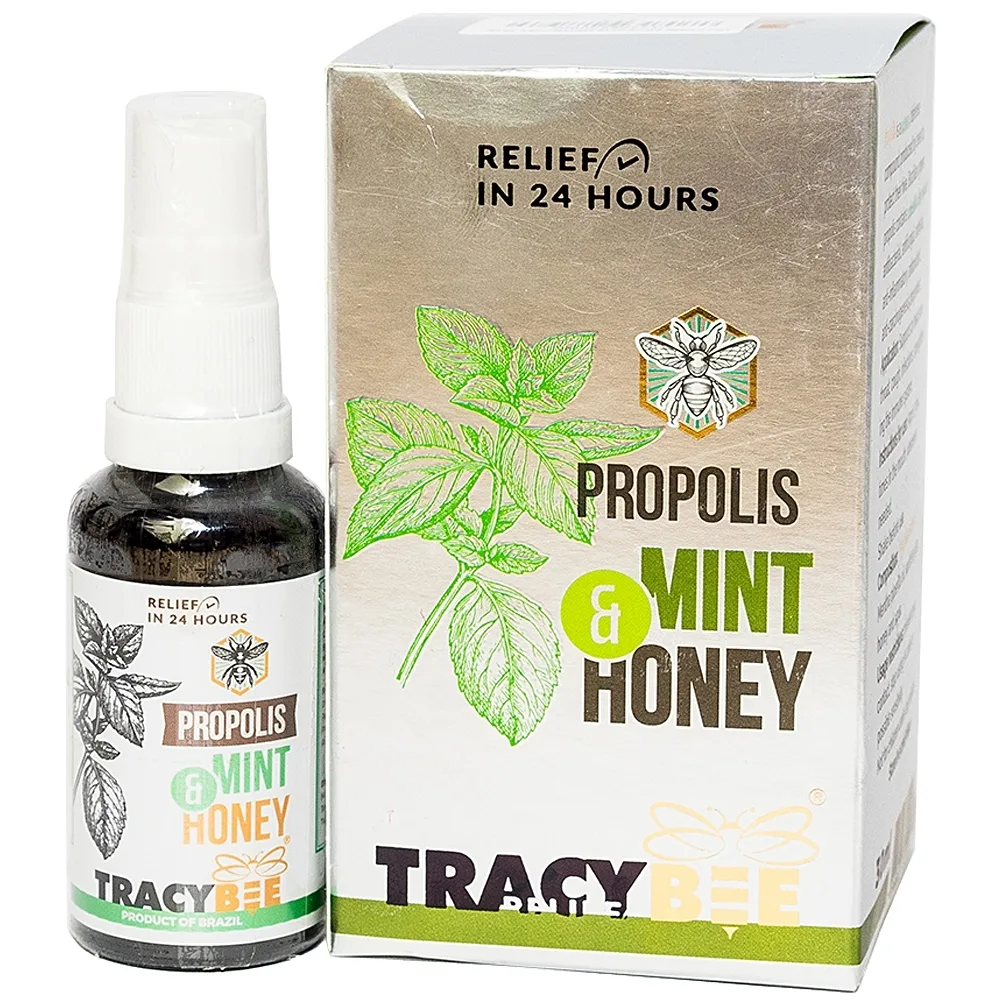 Hình ảnh Keo ong xanh Tracybee Propolis Mint & Honey vị bạc hà giúp giảm đau, viêm họng, ho do nhiễm khuẩn (30ml)