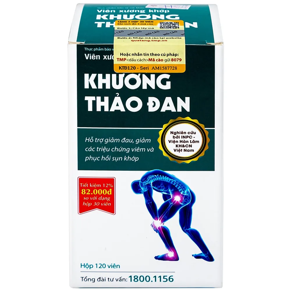 Hình ảnh Viên xương khớp Khương Thảo Đan hỗ trợ làm trơn khớp và phục hồi sụn khớp (120 viên)