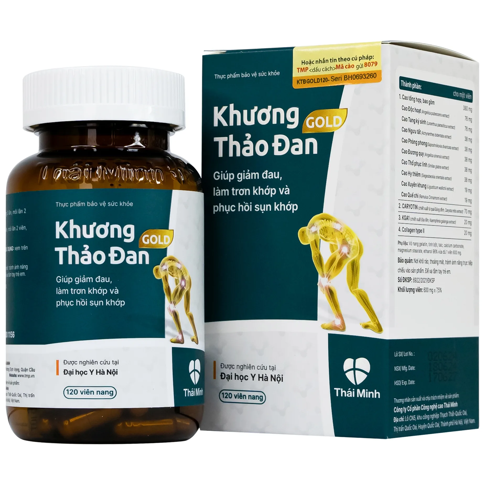 Hình ảnh Viên uống Khương Thảo Đan Gold Thái Minh giảm đau, làm trơn khớp và phục hồi sụn khớp (120 viên)