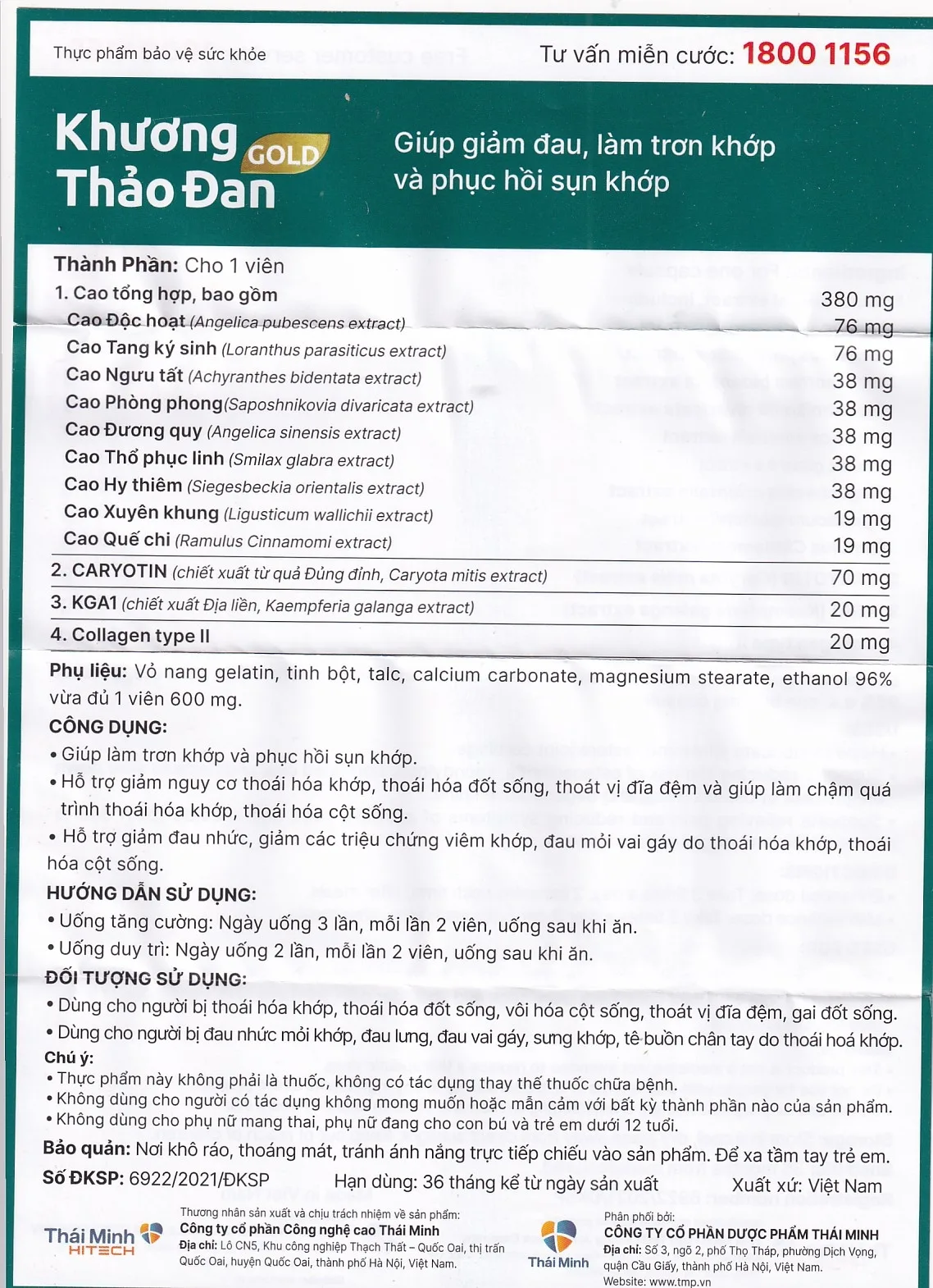 Hình ảnh Viên uống Khương Thảo Đan Gold Thái Minh giảm đau, làm trơn khớp và phục hồi sụn khớp (120 viên)