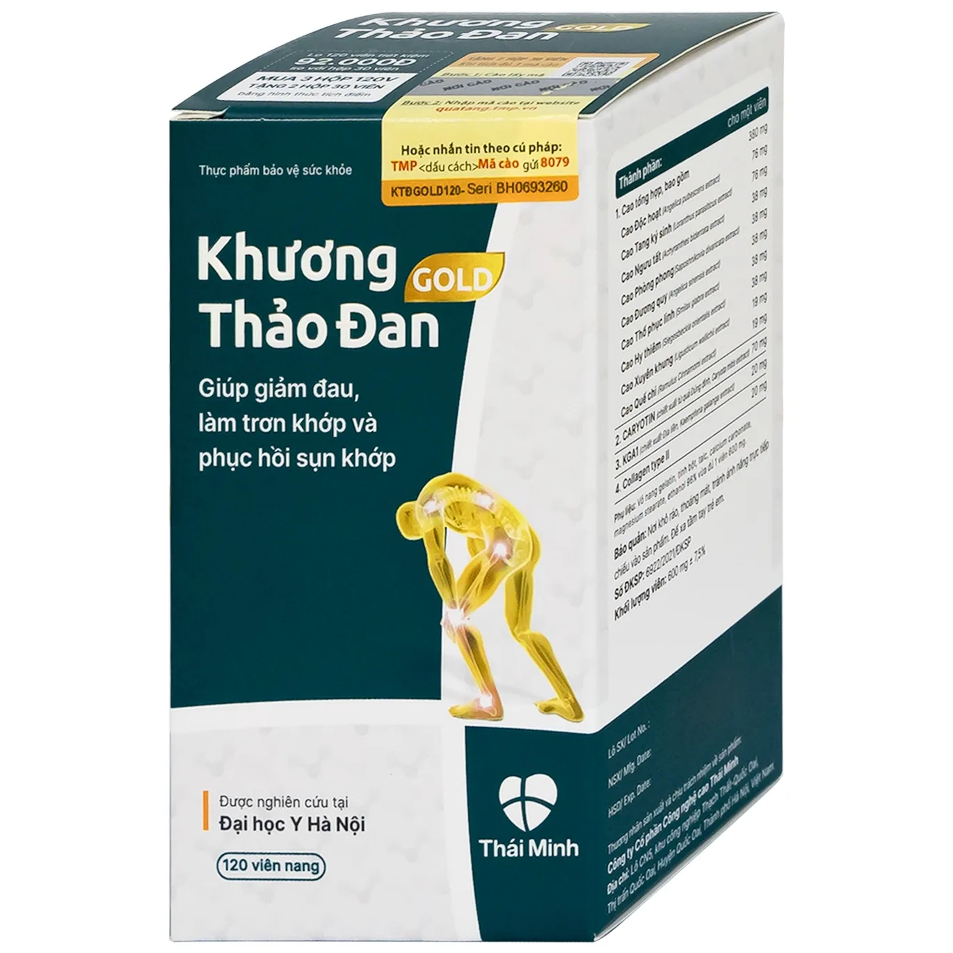 Hình ảnh Viên uống Khương Thảo Đan Gold Thái Minh giảm đau, làm trơn khớp và phục hồi sụn khớp (120 viên)