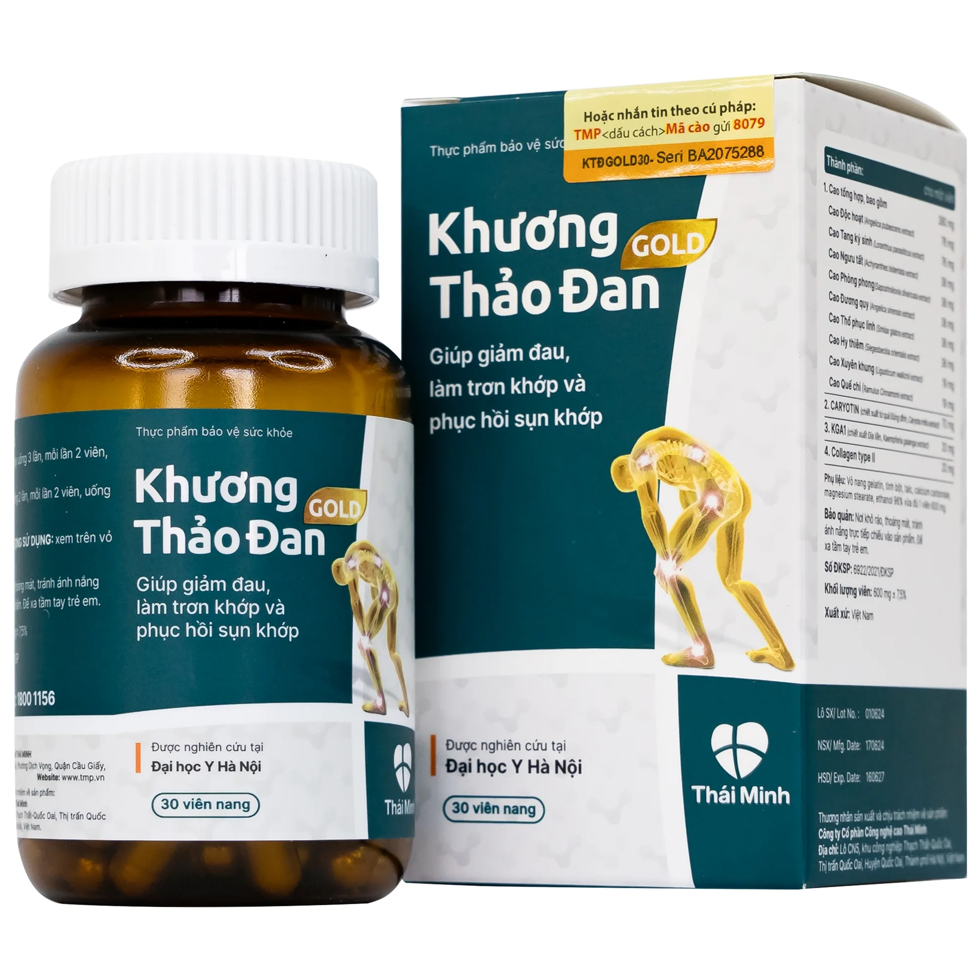 Hình ảnh Viên uống Khương Thảo Đan Gold Thái Minh giảm đau, làm trơn khớp và phục hồi sụn khớp (30 viên)