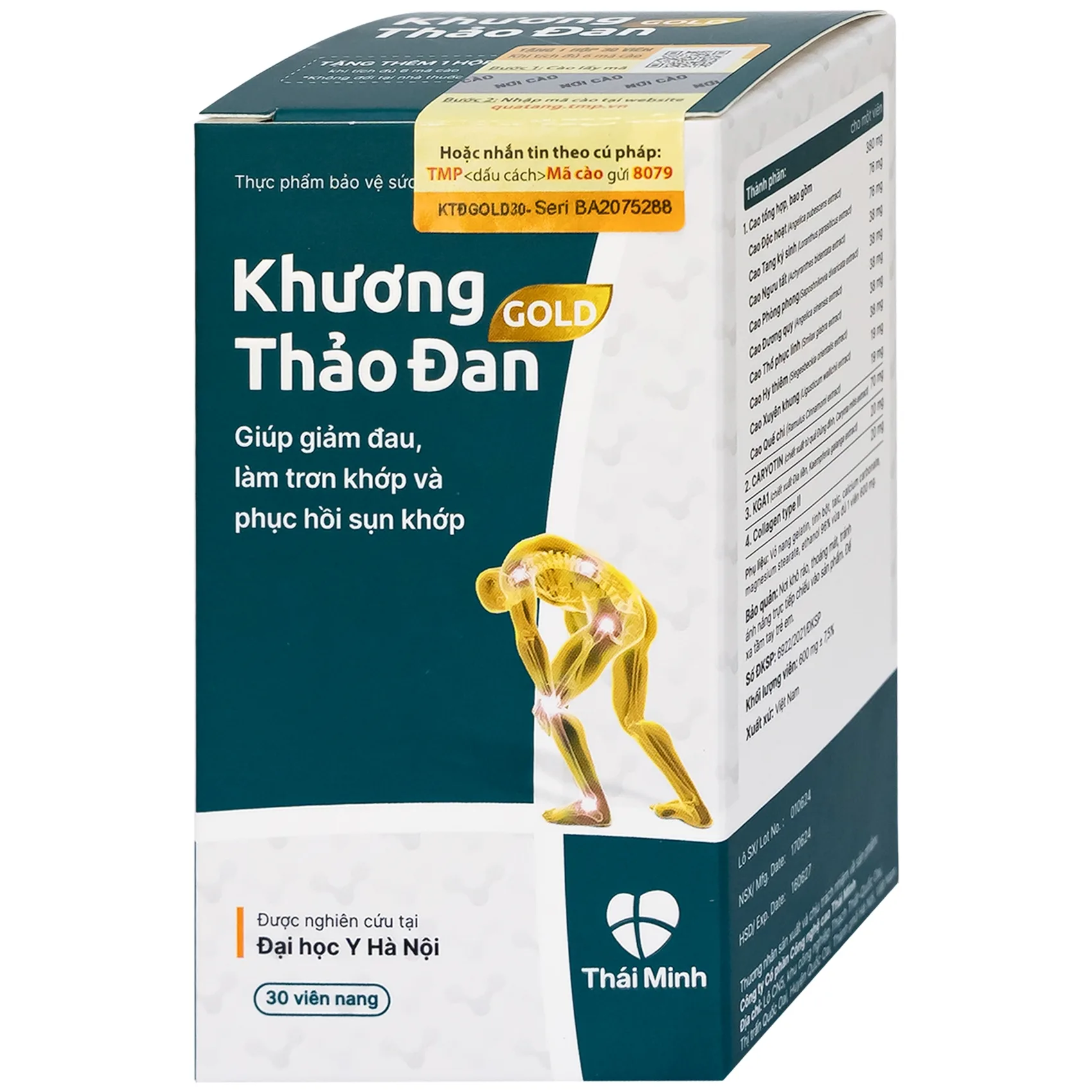 Hình ảnh Viên uống Khương Thảo Đan Gold Thái Minh giảm đau, làm trơn khớp và phục hồi sụn khớp (30 viên)