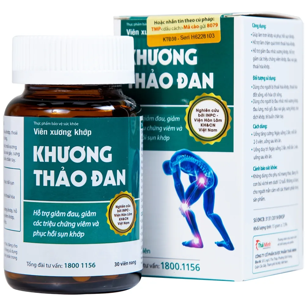 Hình ảnh Viên xương khớp Khương Thảo Đan hỗ trợ làm trơn khớp và phục hồi sụn khớp (30 viên)
