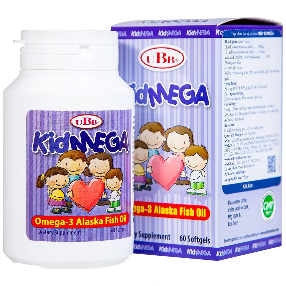 Hình ảnh Viên uống KidMega UBB bổ sung DHA & EPA, giúp bổ não, tốt cho mắt (60 viên)