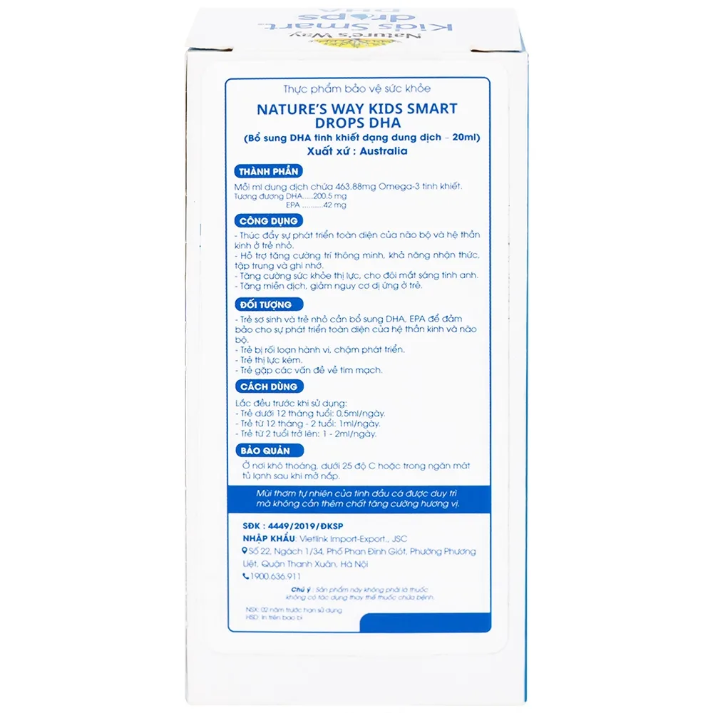 Hình ảnh Siro Kids Smart Drops DHA 20ml Nature's Way thúc đẩy sự phát triển của não bộ và hệ thần kinh ở trẻ nhỏ