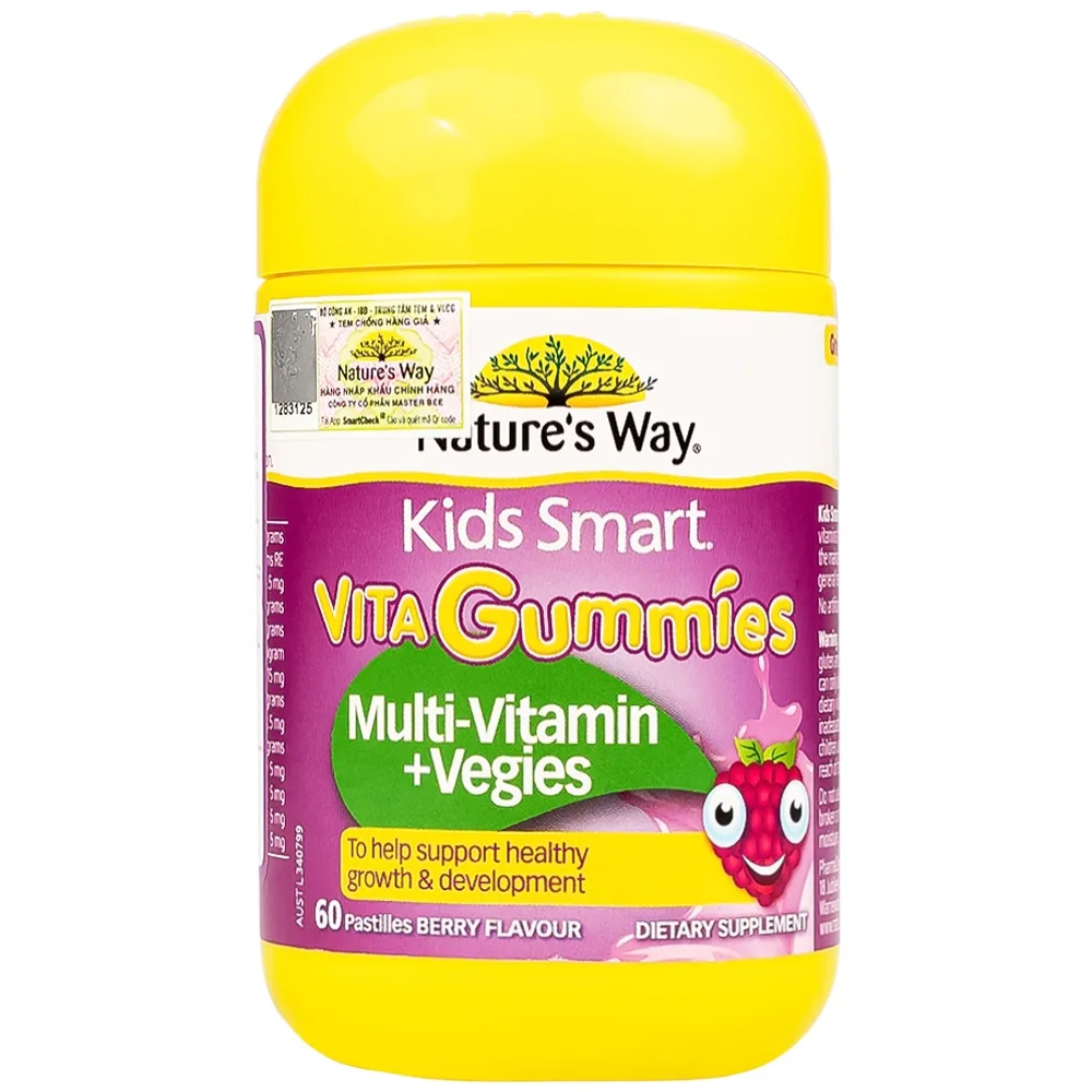Hình ảnh Viên nhai Kids Smart Nature's Way Vita Gummies Multi-vitamin Vegies bổ sung một số vitamin và tăng sức khỏe (60 viên)