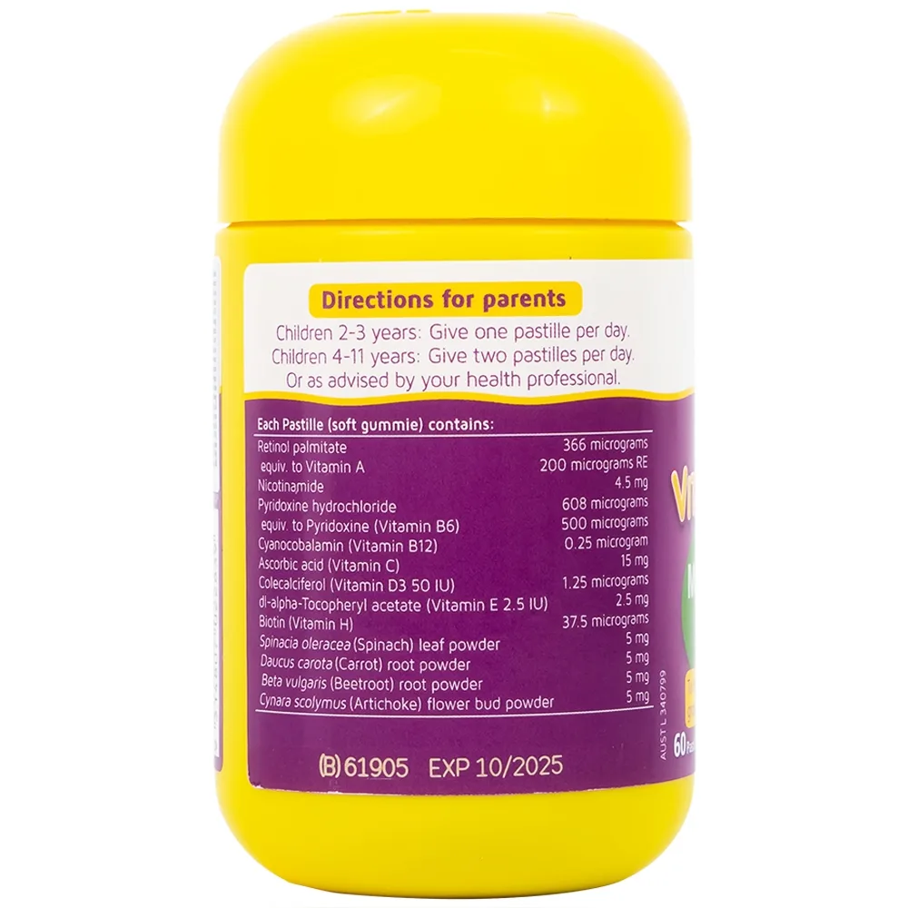 Hình ảnh Viên nhai Kids Smart Nature's Way Vita Gummies Multi-vitamin Vegies bổ sung một số vitamin và tăng sức khỏe  (60 viên)
