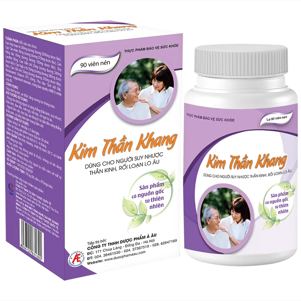 Hình ảnh Viên nén Kim Thần Khang Á Âu dùng cho người suy nhược thần kinh, rối loạn lo âu (180 viên)