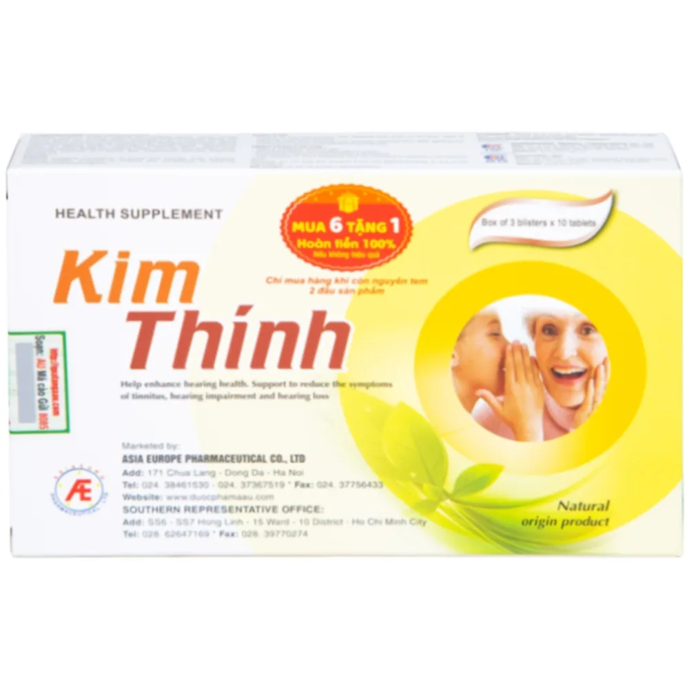 Hình ảnh Viên uống Kim Thính Á Âu hỗ trợ tăng cường sức khỏe thính giác (3 vỉ x 10 viên)