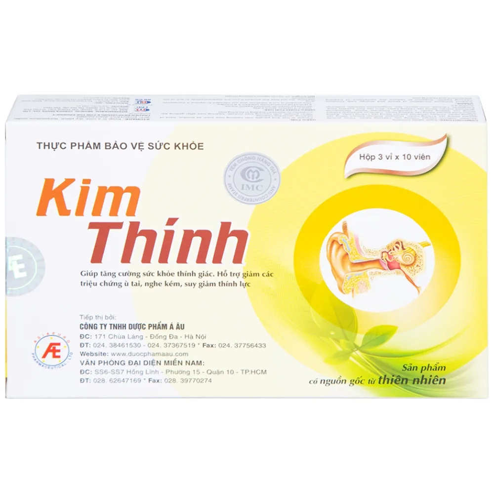 Hình ảnh Viên uống Kim Thính Á Âu hỗ trợ tăng cường sức khỏe thính giác (3 vỉ x 10 viên)