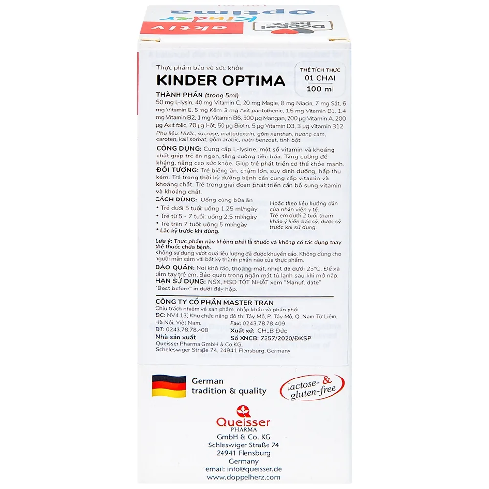 Hình ảnh Dung dịch Kinder Optima Doppelherz Aktiv cung cấp L-lysine, một số vitamin và khoáng chất (100ml)
