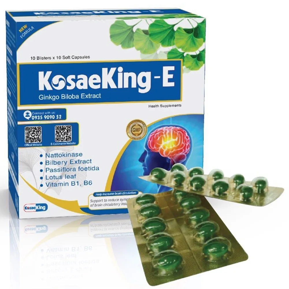 Hình ảnh Viên uống KosaeKing E 300mg Dolexphar tăng cường tuần hoàn não (10 vỉ x 10 viên)