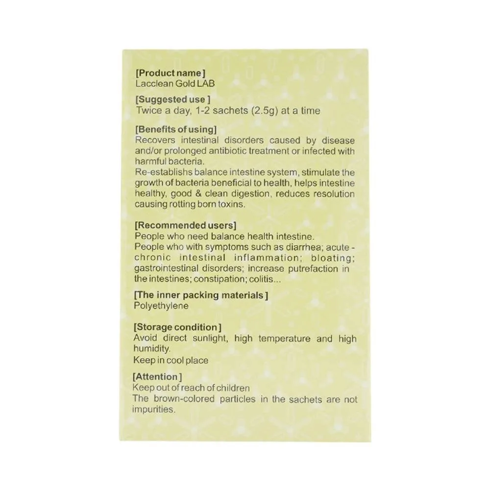 Hình ảnh Men vi sinh Lacclean Gold Lab điều trị rối loạn đường ruột do bệnh lý hoặc kháng sinh kéo dài (30 gói)