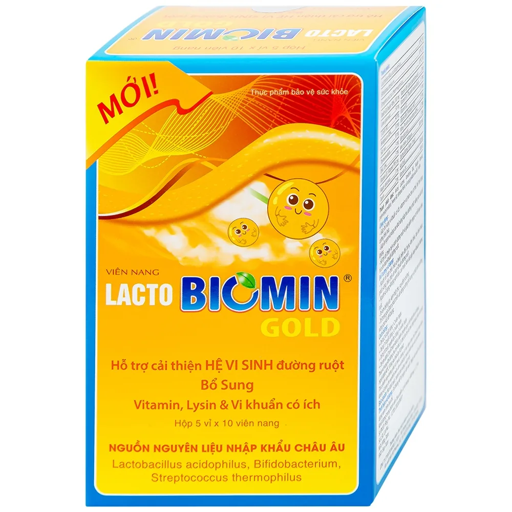 Hình ảnh Viên uống Lacto Biomin Gold New HD Pharma hỗ trợ cải thiện hệ vi sinh đường ruột (5 vỉ x 10 viên)