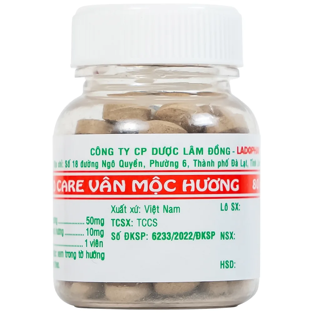 Hình ảnh Viên uống Lado Care Vân Mộc Hương giảm các triệu chứng đau bụng, đầy bụng, khó tiêu (80 viên)