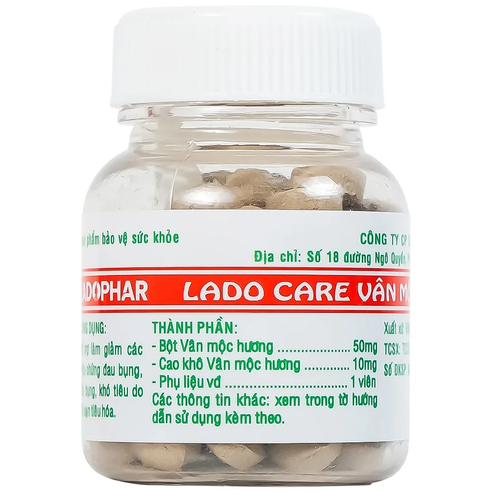 Hình ảnh Viên uống Lado Care Vân Mộc Hương giảm các triệu chứng đau bụng, đầy bụng, khó tiêu (80 viên)