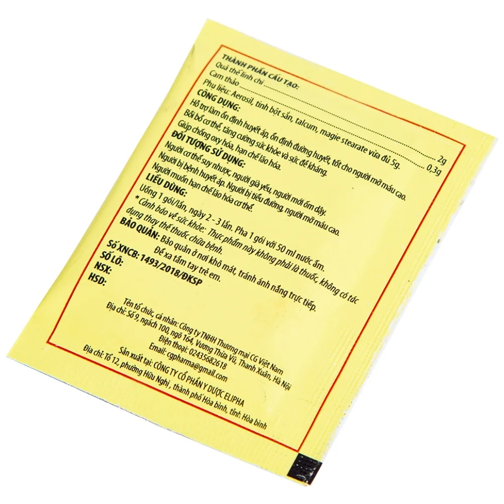 Hình ảnh Linh Chi Nhất Long CG hỗ trợ làm ổn định huyết áp, ổn định đường huyết (30 gói)