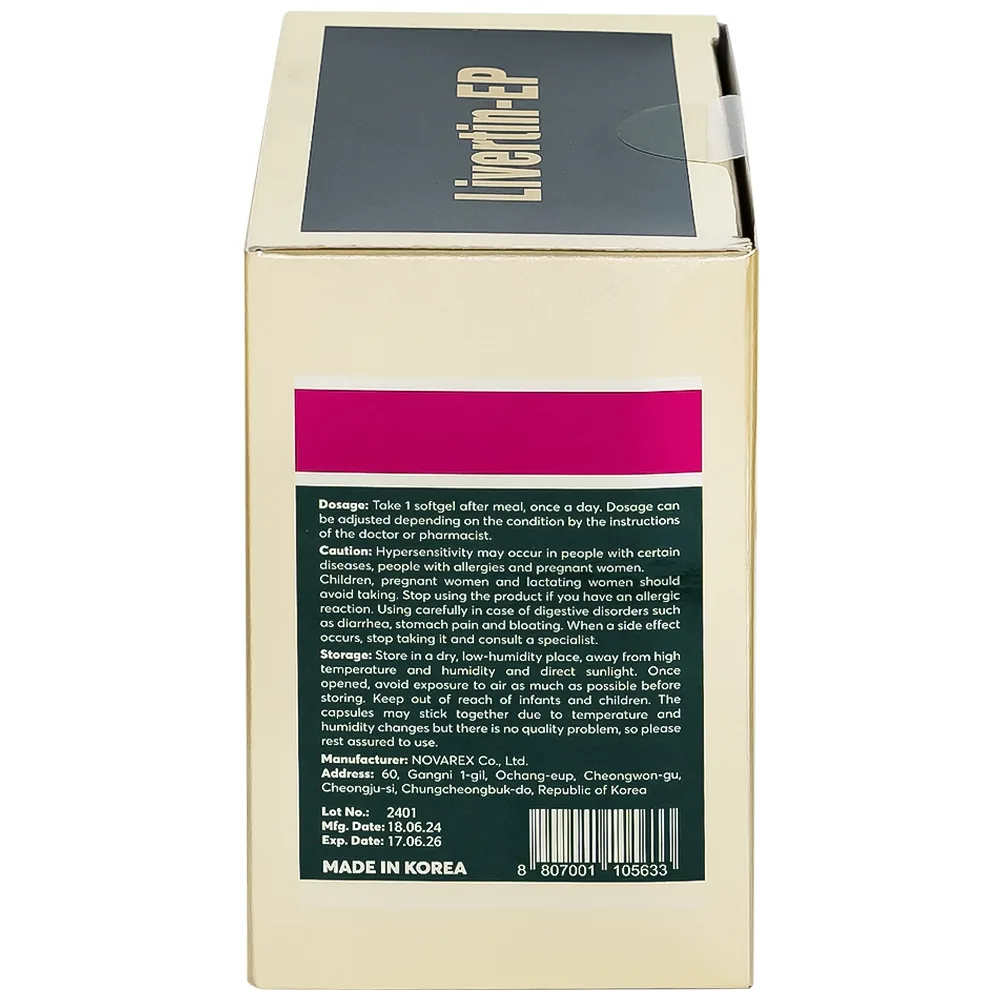 Hình ảnh Viên uống Livertin-EP Novarex bổ sung vitamin B1, B6, B12, niacin, canxi pantothenat cho cơ thể (10 vỉ x 10 viên)