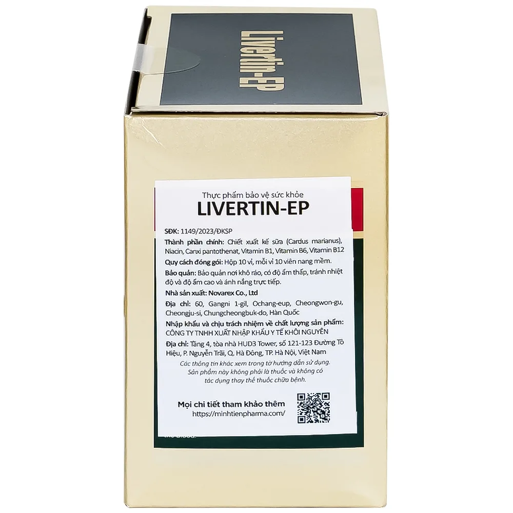 Hình ảnh Viên uống Livertin-EP Novarex bổ sung vitamin B1, B6, B12, niacin, canxi pantothenat cho cơ thể (10 vỉ x 10 viên)