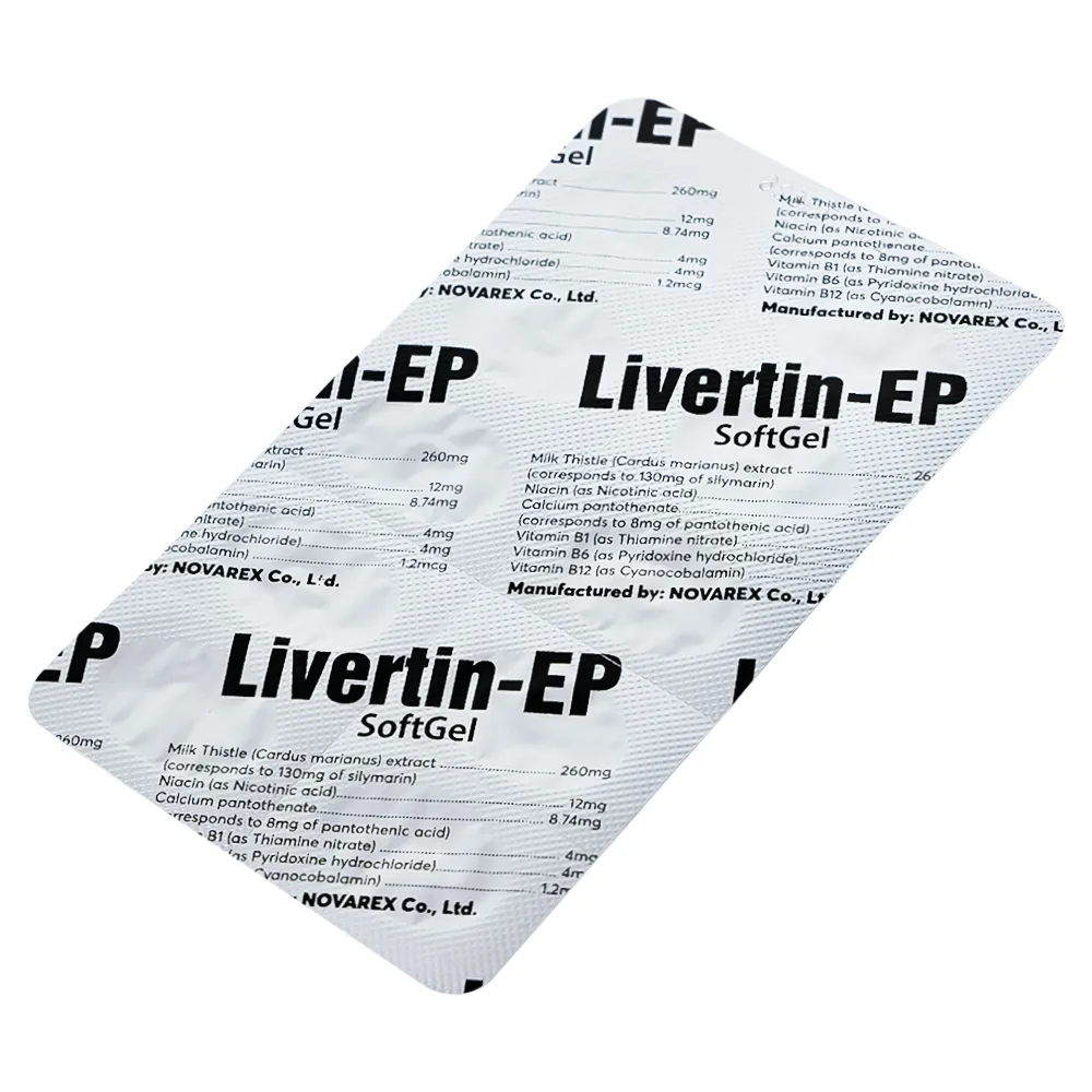 Hình ảnh Viên uống Livertin-EP Novarex bổ sung vitamin B1, B6, B12, niacin, canxi pantothenat cho cơ thể (10 vỉ x 10 viên)