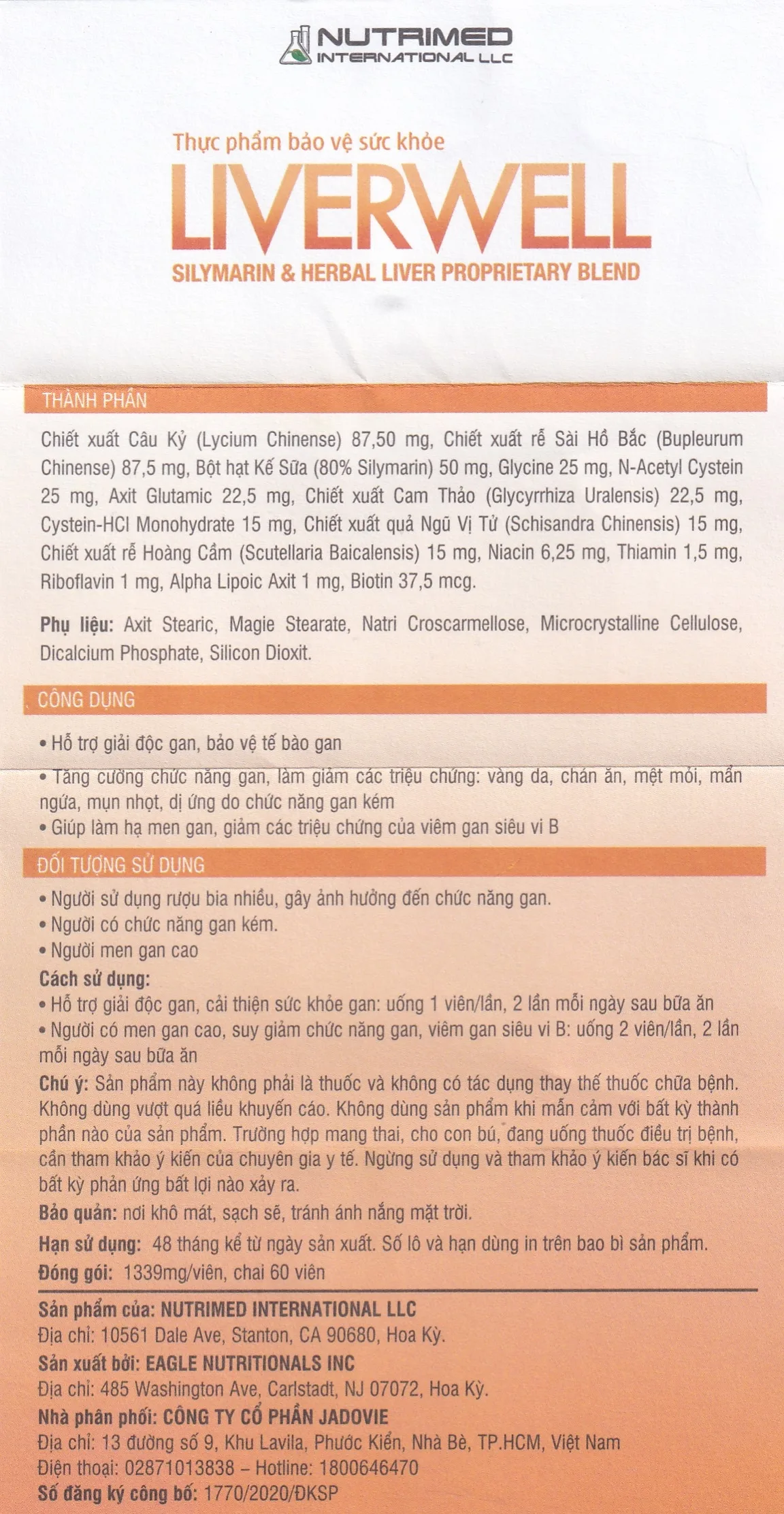 Hình ảnh Viên uống Liverwell Nutrimed hỗ trợ giải độc gan giúp hỗ trợ giải độc gan, bảo vệ tế bào gan (60 viên)