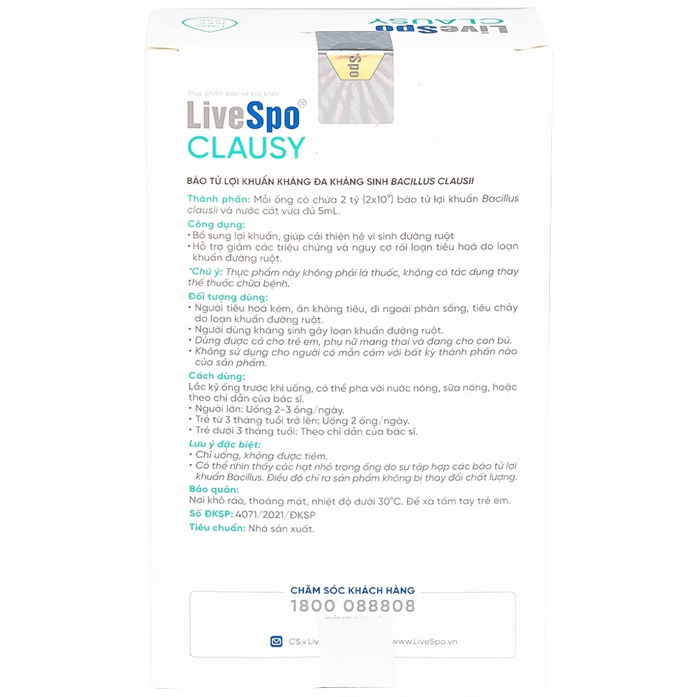 Hình ảnh Dung dịch LiveSpo Clausy bổ sung lợi khuẩn, giúp cân bằng hệ vi sinh đường ruột (25 ống x 5ml)