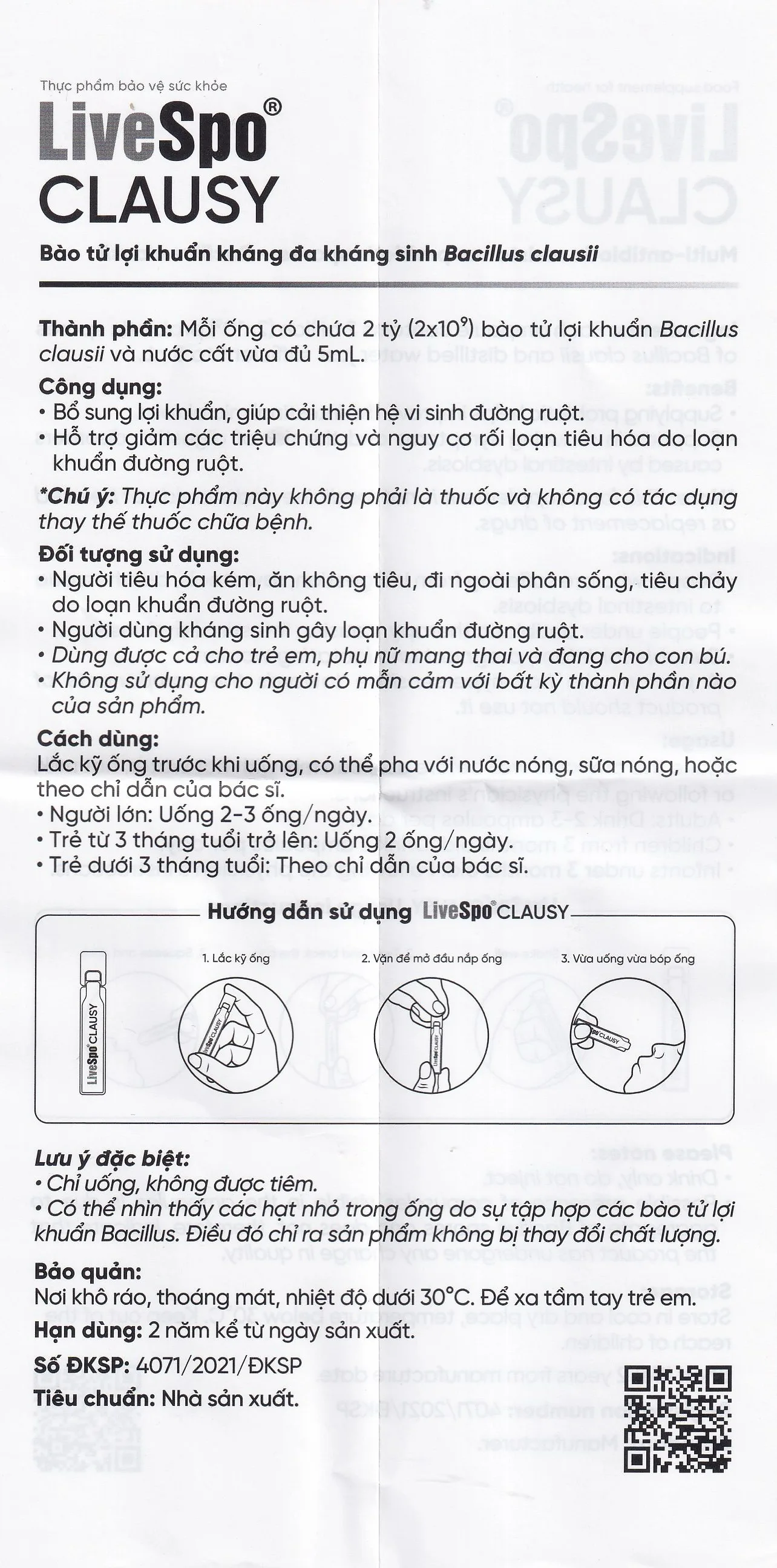 Hình ảnh Dung dịch LiveSpo Clausy bổ sung lợi khuẩn, giúp cân bằng hệ vi sinh đường ruột (25 ống x 5ml)
