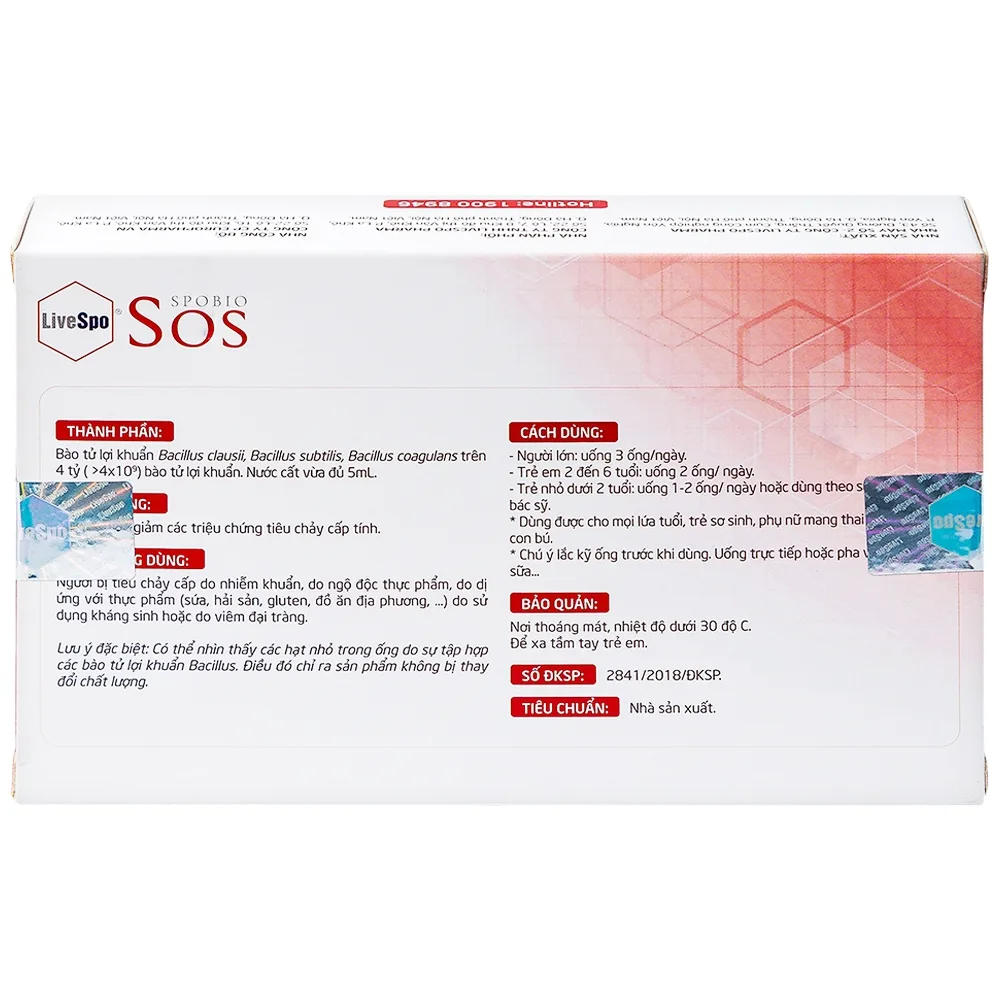 Hình ảnh Bào tử lợi khuẩn Livespo Spobio Sos hỗ trợ làm giảm tiêu chảy cấp (10 ống x 5 ml)