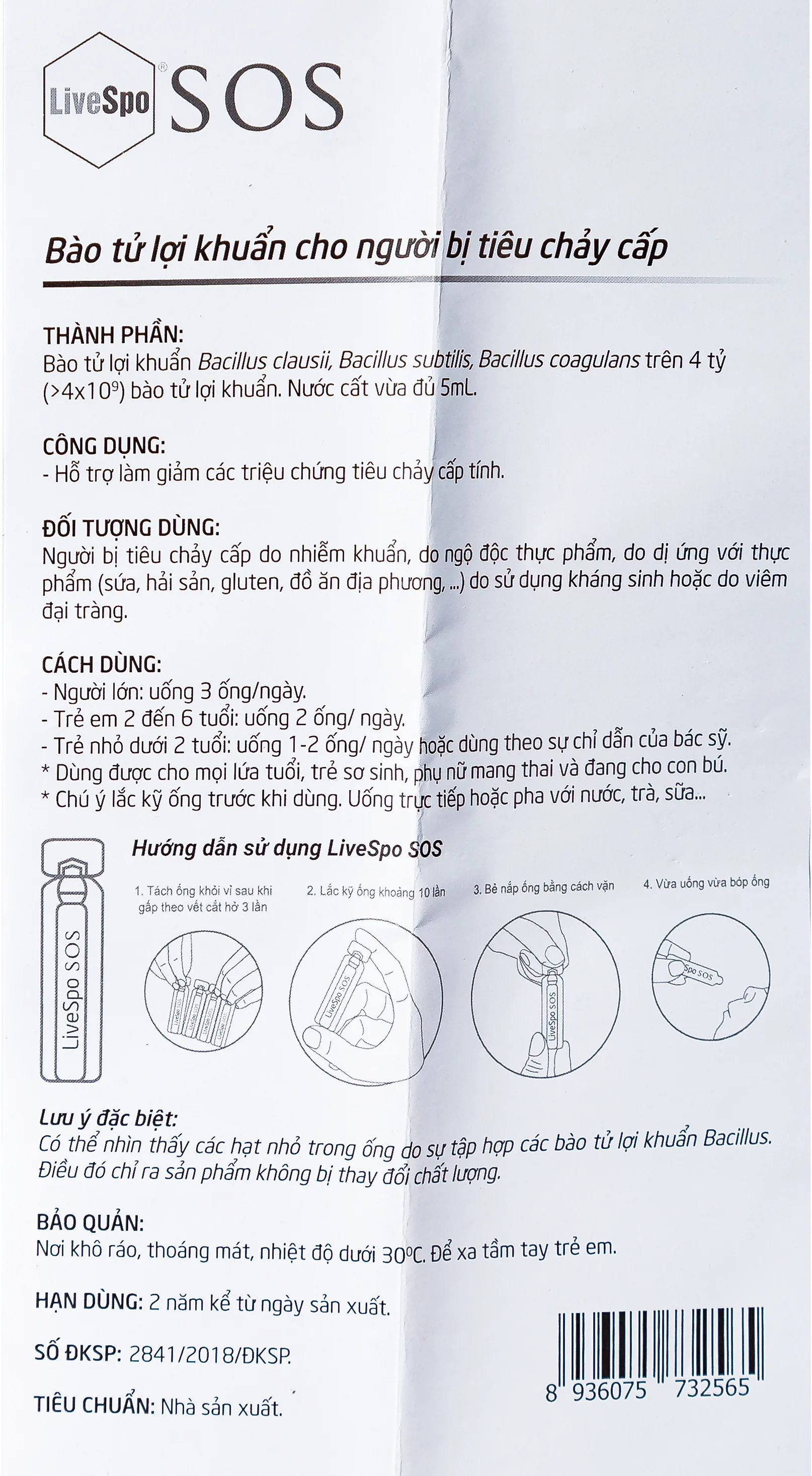 Hình ảnh Bào tử lợi khuẩn Livespo Spobio Sos hỗ trợ làm giảm tiêu chảy cấp (10 ống x 5 ml)