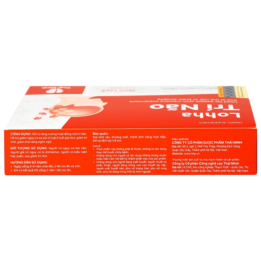 Hình ảnh Viên uống Lohha Trí Não Thái Minh điều trị và phòng ngừa các bệnh suy giảm trí tuệ (3 vỉ x 10 viên)