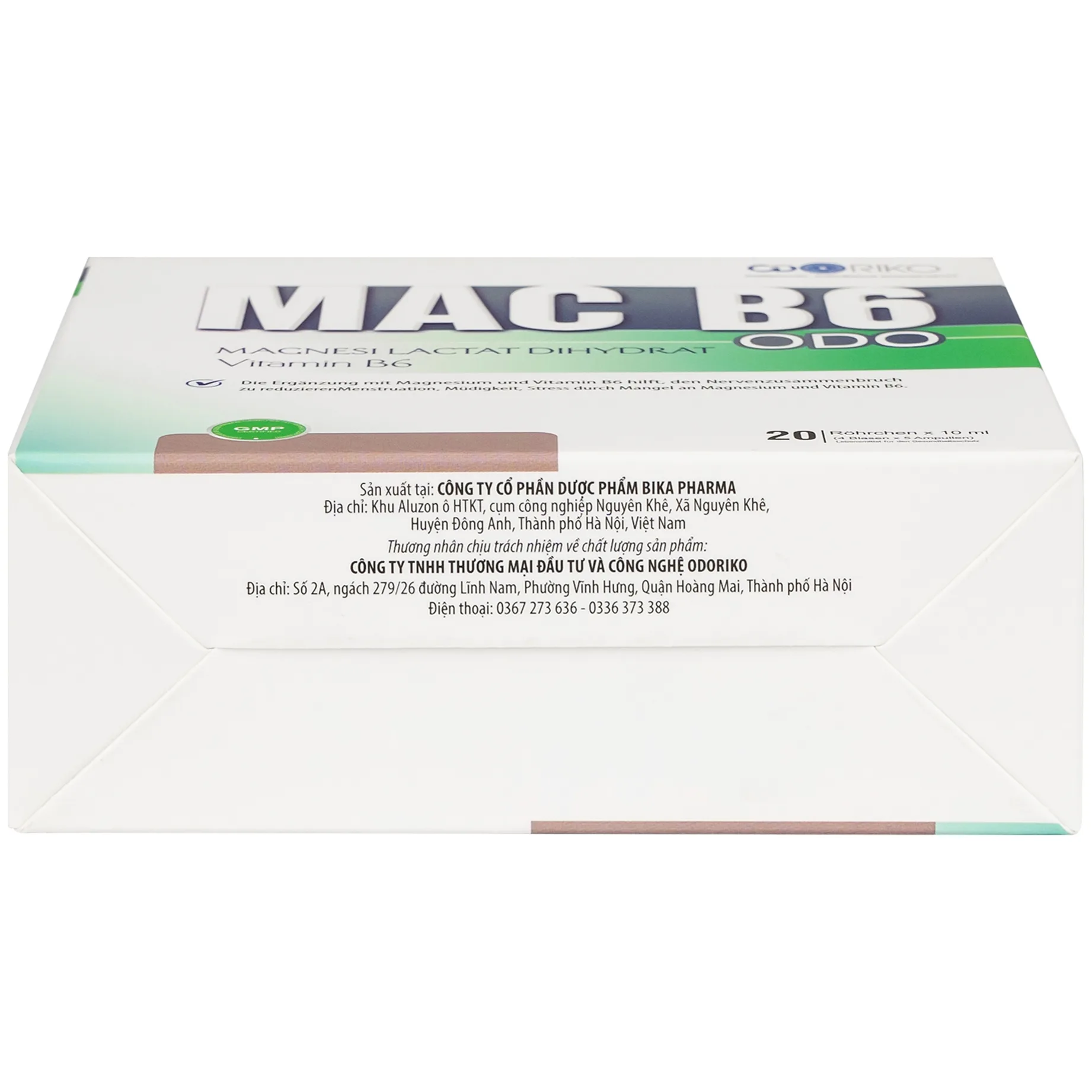 Hình ảnh Siro Mac B6 ODO 10ml Odoriko bổ sung magnesi, vitamin B6 (20 ống)