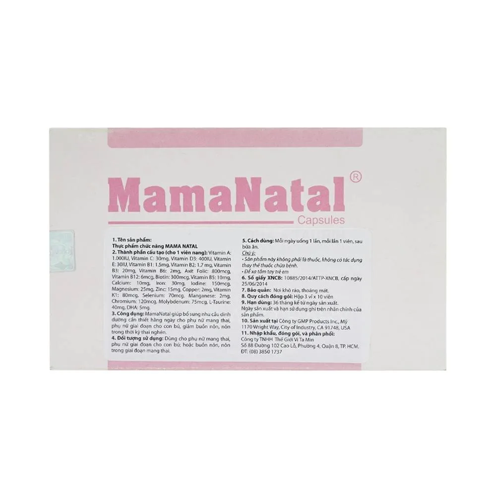 Hình ảnh Viên uống MamaNatal bổ sung dinh dưỡng cho phụ nữ mang thai (3 vỉ x 10 viên)
