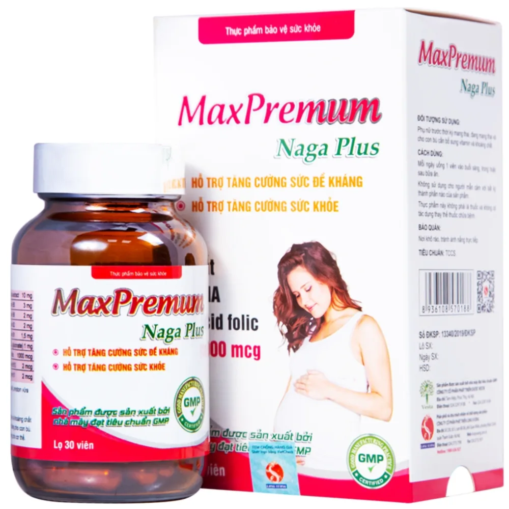 Hình ảnh Viên uống MaxPremum Naga Plus Vesta hỗ trợ tăng sức khỏe, đề kháng cho thai phụ (30 viên)