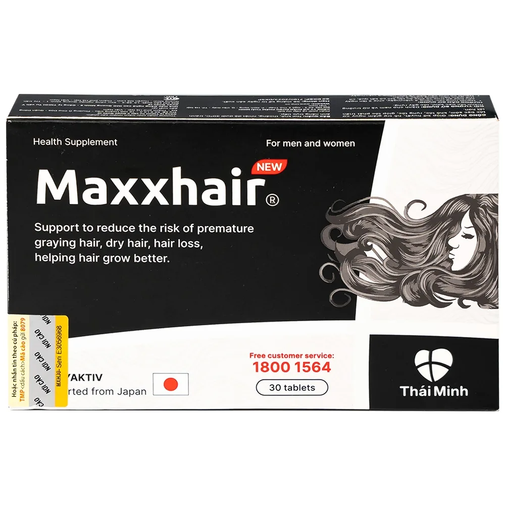 Hình ảnh Viên uống Maxxhair New Thái Minh hỗ trợ tóc mọc chắc khỏe và giảm nguy cơ rụng tóc (3 vỉ x 10 viên)