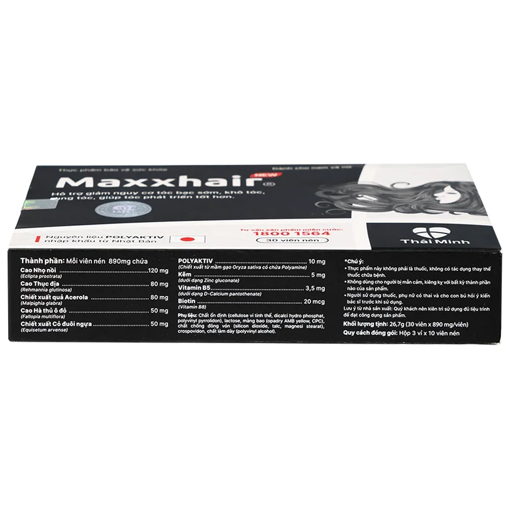 Hình ảnh Viên uống Maxxhair New Thái Minh hỗ trợ tóc mọc chắc khỏe và giảm nguy cơ rụng tóc (3 vỉ x 10 viên)