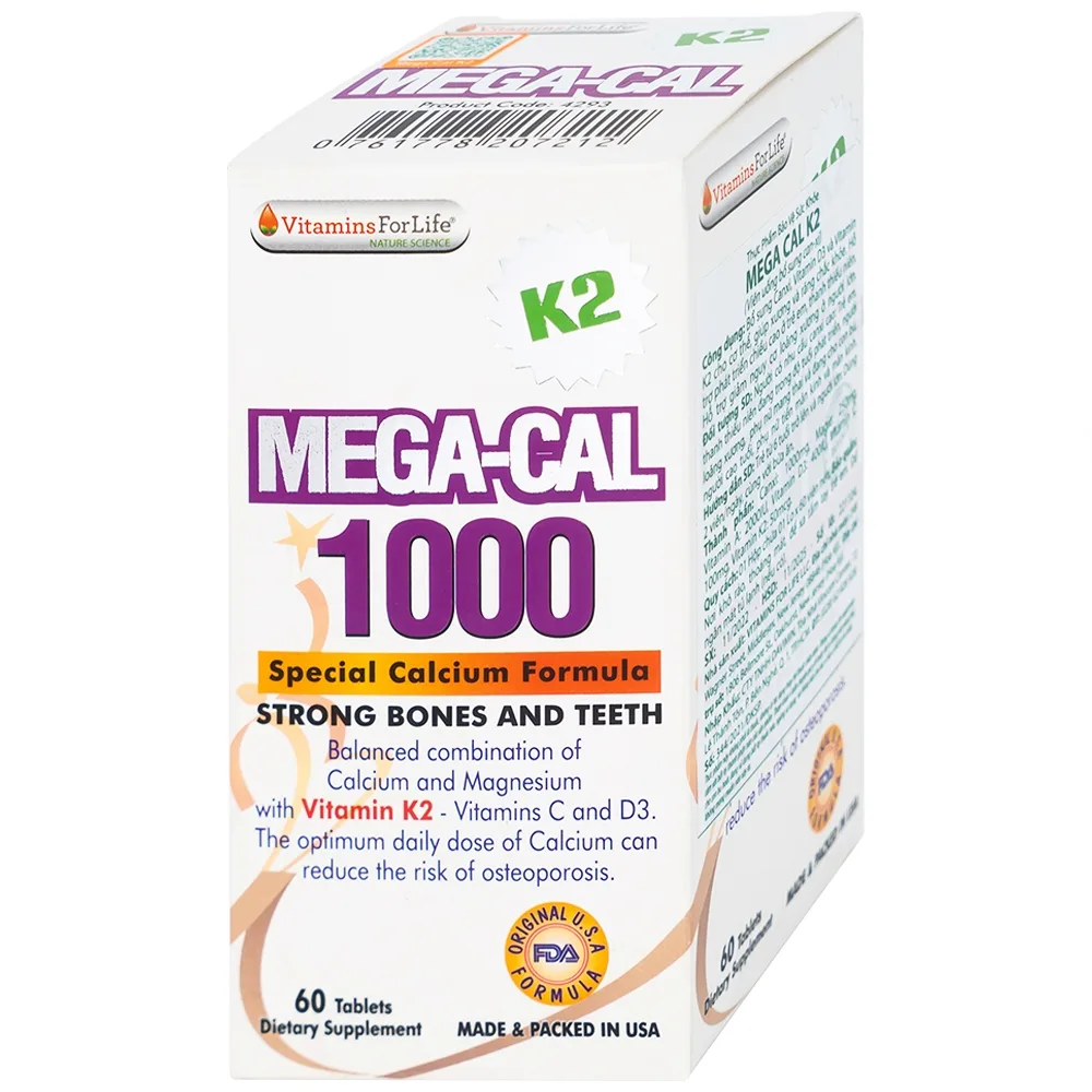 Hình ảnh Viên uống Mega-Cal 1000 Vitamins For Life giúp bổ sung canxi, chống loãng xương (60 viên)