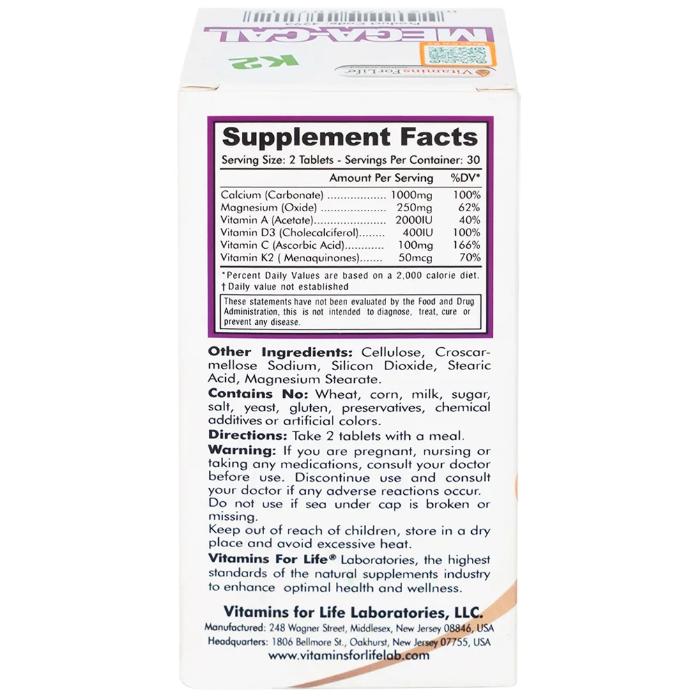 Hình ảnh Viên uống Mega-Cal 1000 Vitamins For Life giúp bổ sung canxi, chống loãng xương (60 viên)
