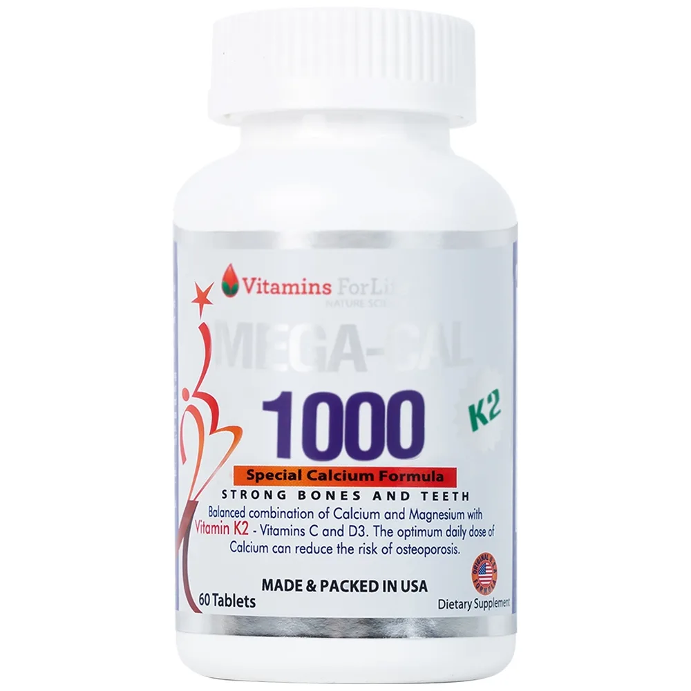 Hình ảnh Viên uống Mega-Cal 1000 Vitamins For Life giúp bổ sung canxi, chống loãng xương (60 viên)
