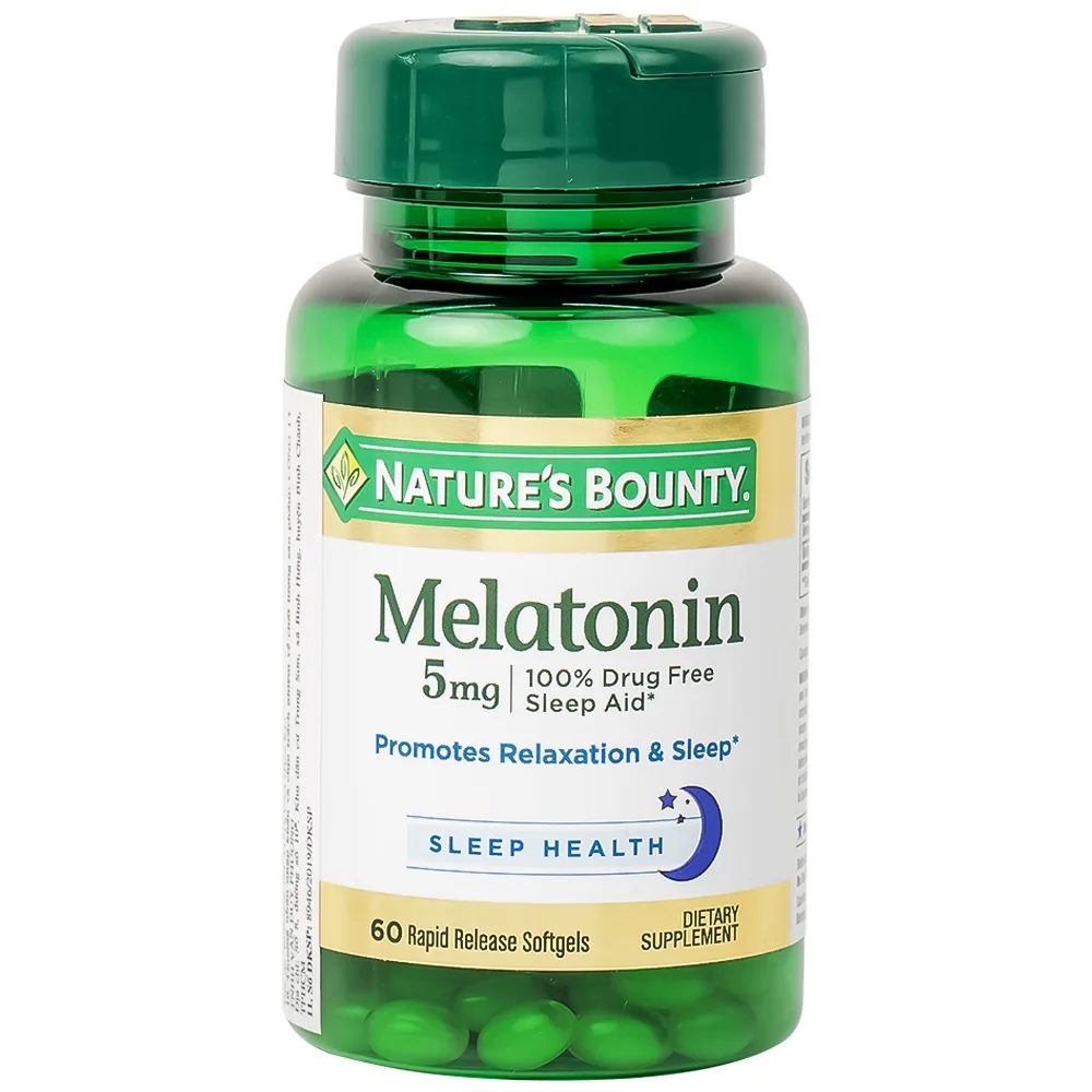 Hình ảnh Viên uống Melatonin Nature's Bounty giúp điều hòa giấc ngủ, giúp ngủ sâu giấc (60 viên)