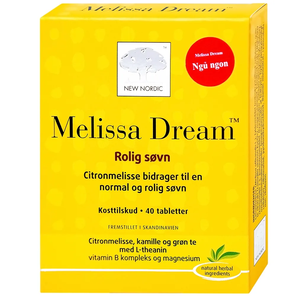Hình ảnh Viên uống Melissa Dream New Nordic giảm căng thẳng tinh thần, giúp ngủ ngon (40 viên)