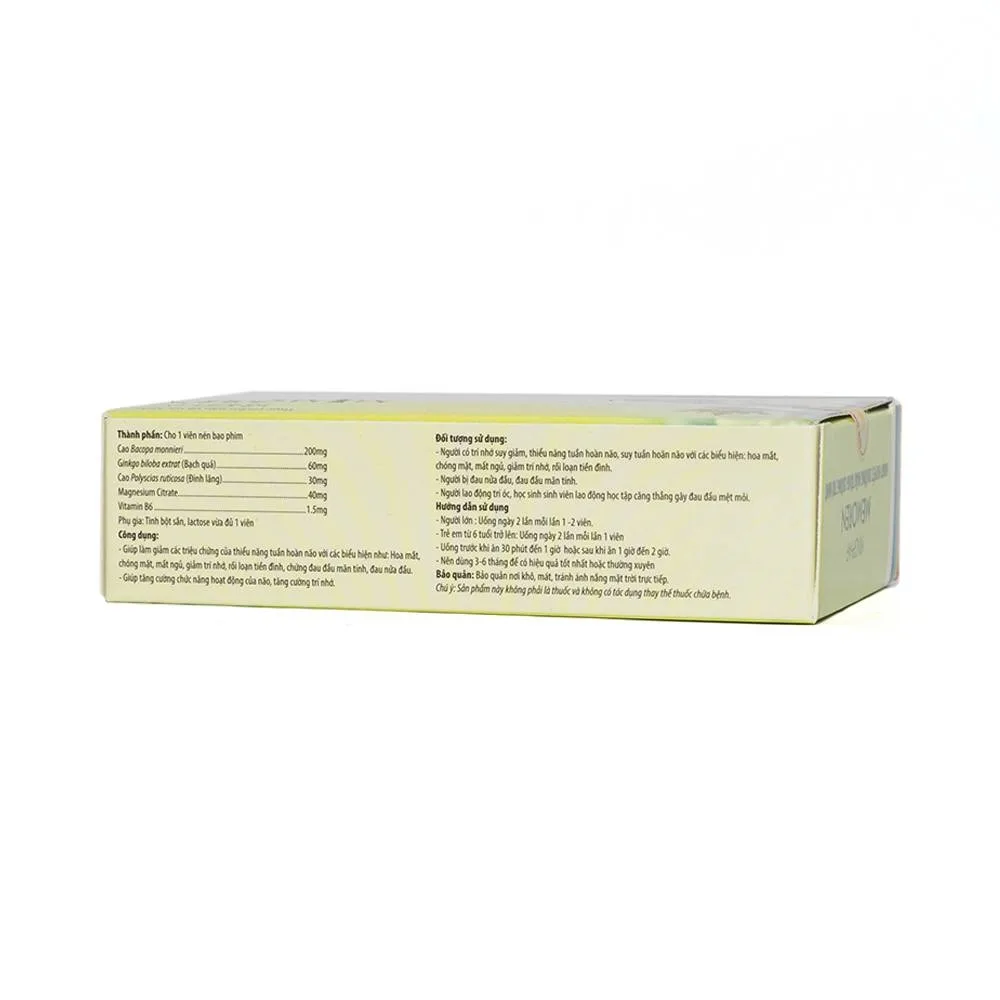 Hình ảnh Viên uống Memoren Kingphar giúp tăng cường tuần hoàn não, giảm đau đầu (3 vỉ x 10 viên)