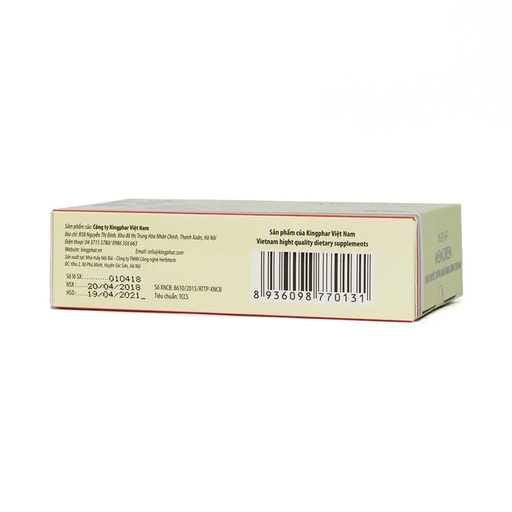 Hình ảnh Viên uống Memoren Kingphar giúp tăng cường tuần hoàn não, giảm đau đầu (3 vỉ x 10 viên)