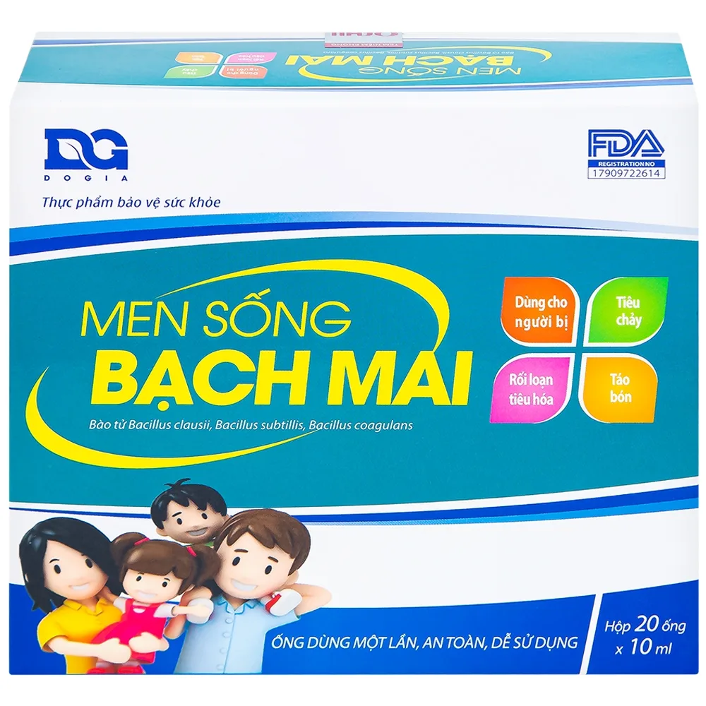 Hình ảnh Men sống Bạch Mai bổ sung lợi khuẩn đường tiêu hóa và kẽm, tăng cường tiêu hóa (20 ống x 10ml)
